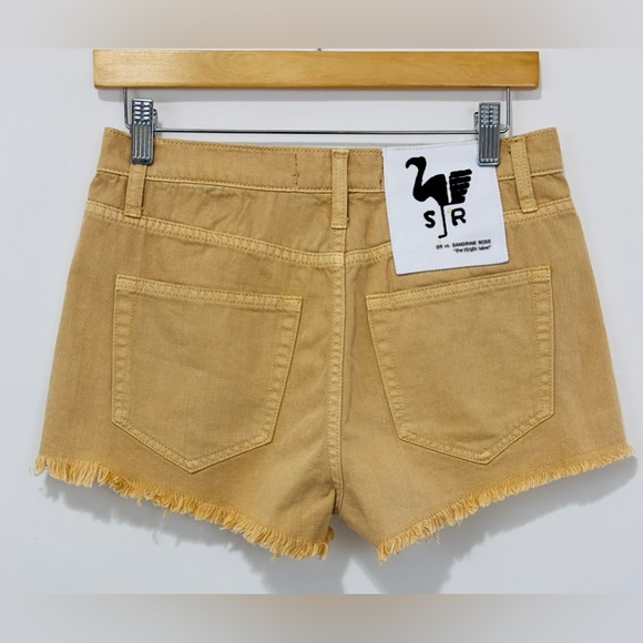 Free People Sandrine Rose Beige Jean Shorts Gold Side Zippers Fringe Tri… - Picture 7 of 11